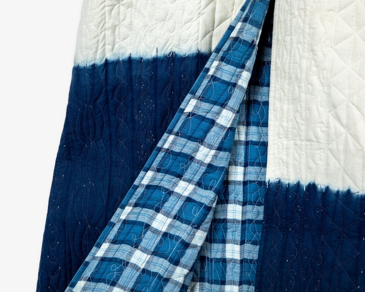 White and Blue Quilted Jacket by Injiri