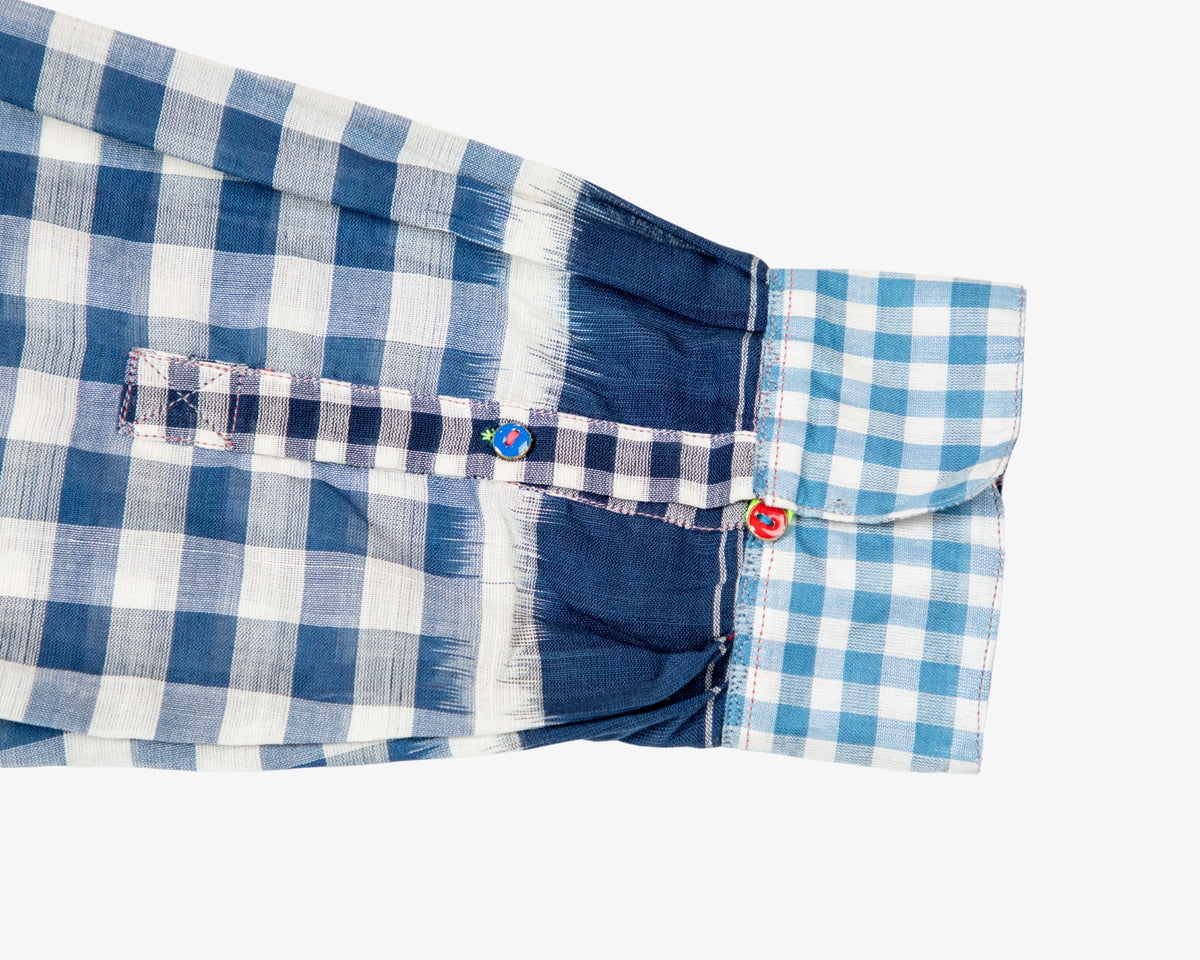 Blue Gingham Patchwork Dress by Injiri