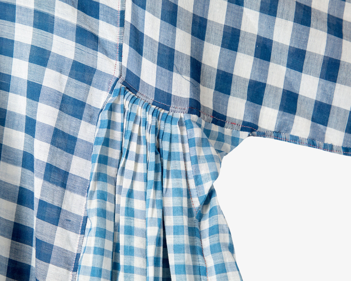 Blue Gingham Patchwork Dress by Injiri