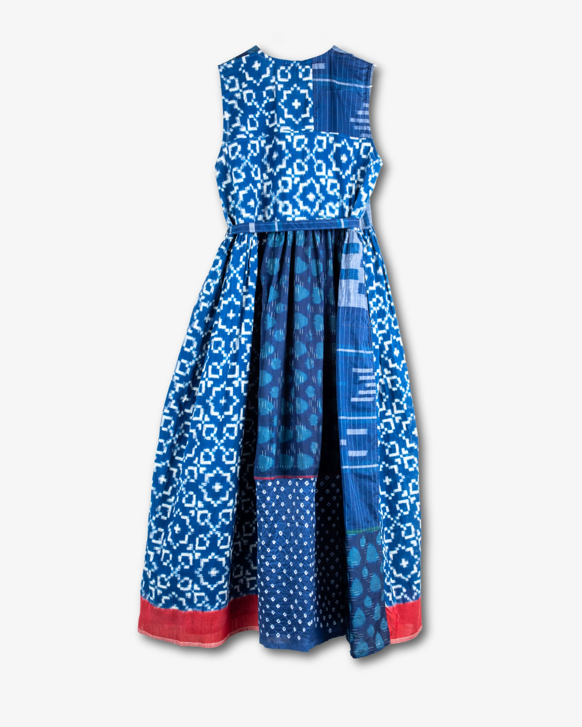 Blue Ikat and Shibori Patchwork Dress