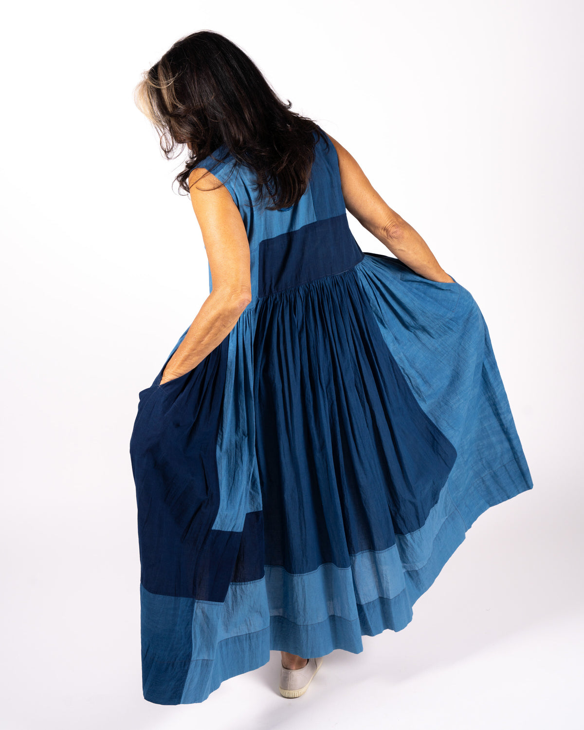 Blue Patchwork Dress by Injiri