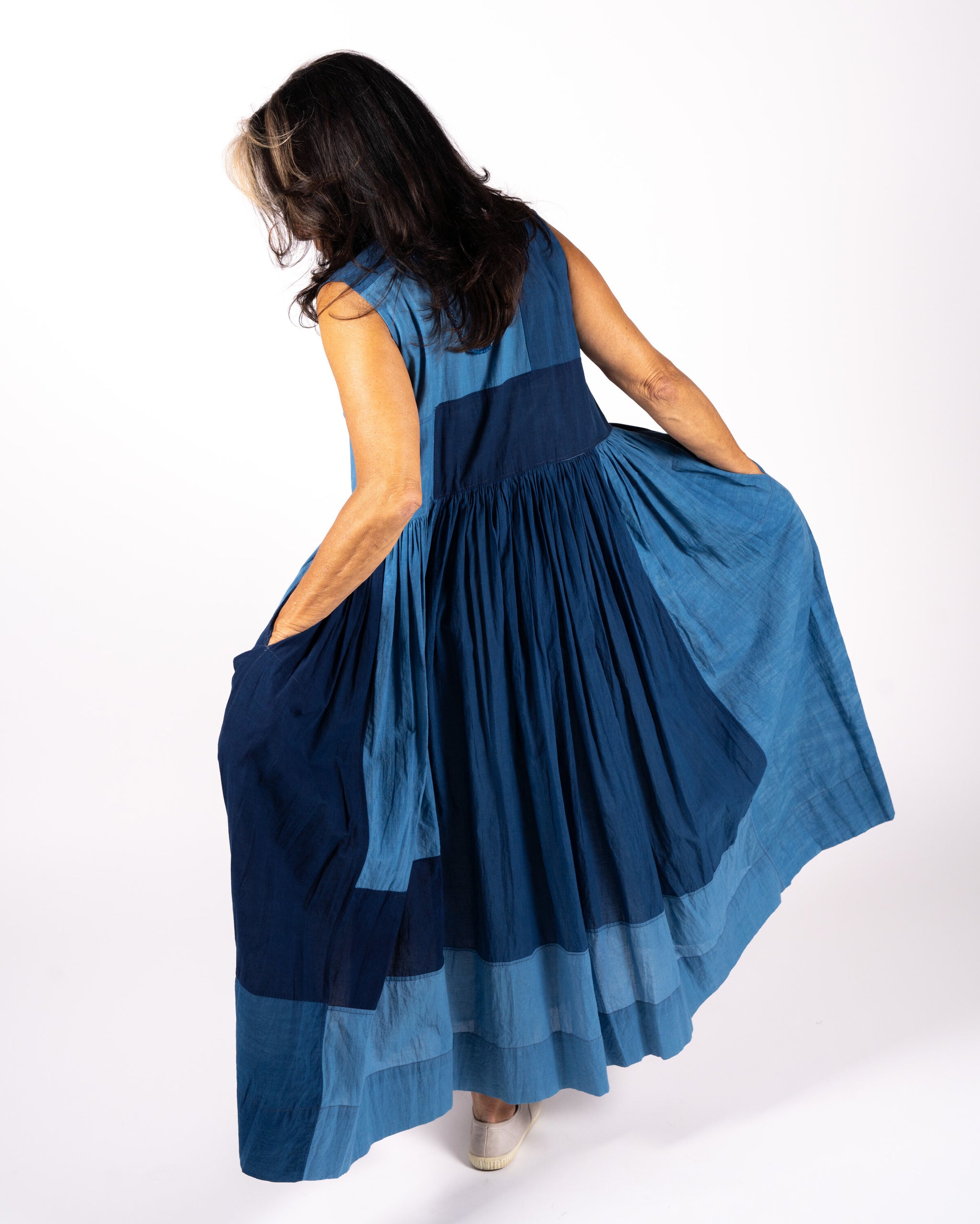 Blue Patchwork Dress by Injiri - Tatter Blue Patchwork Dress by Injiri - Tatter
