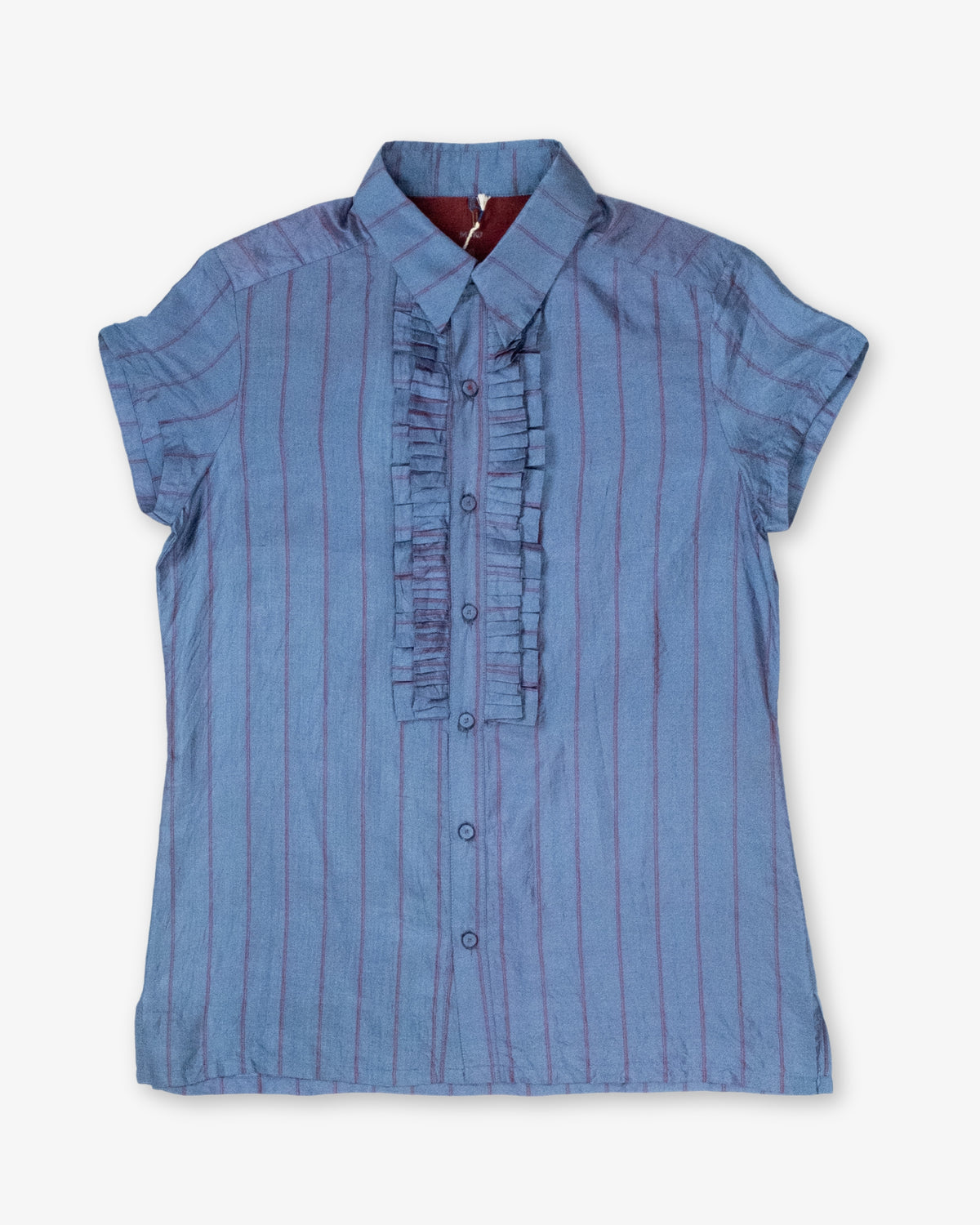 Handwoven Blue Silk Harper Top by Maku