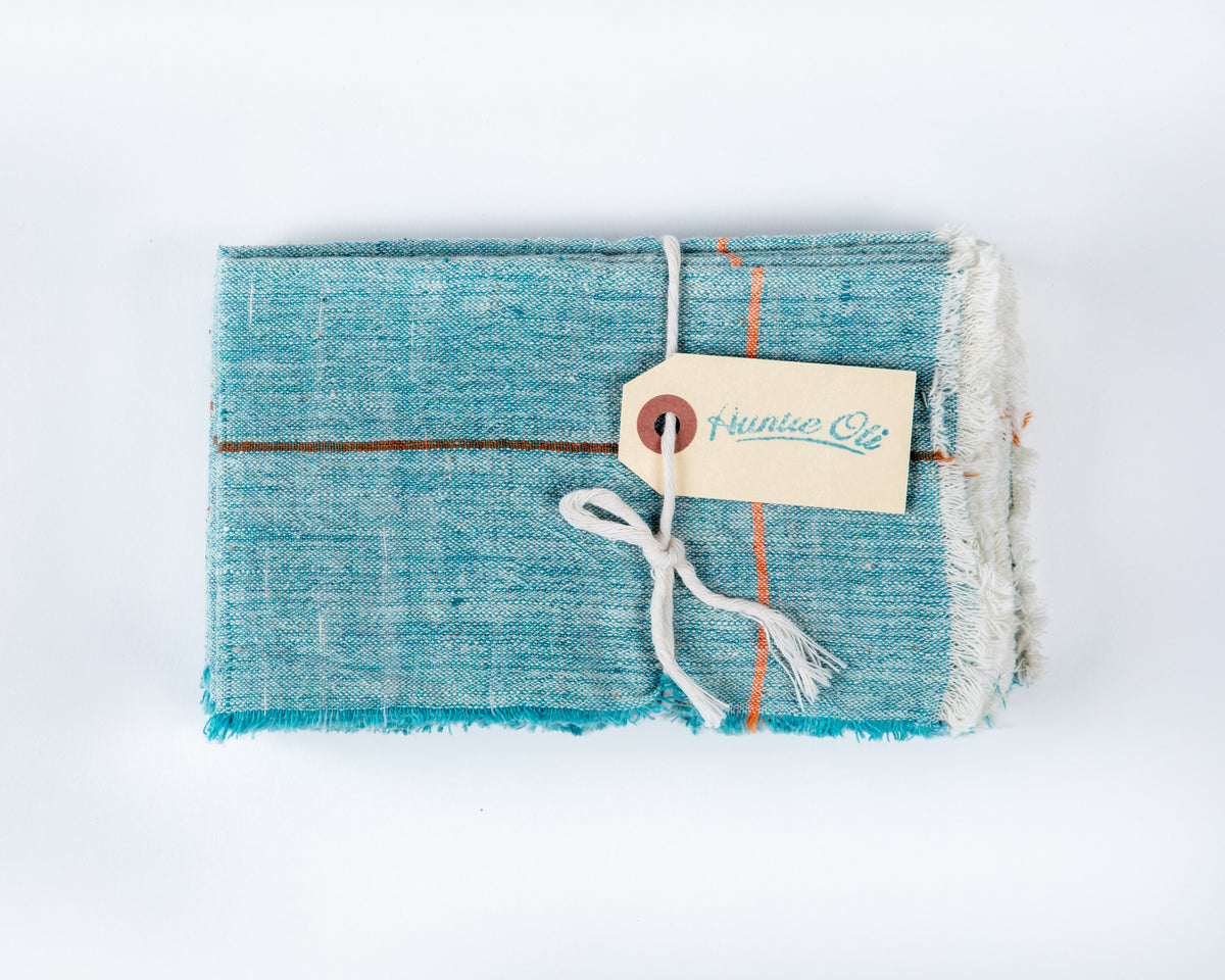 Auntie Oti teal napkin set