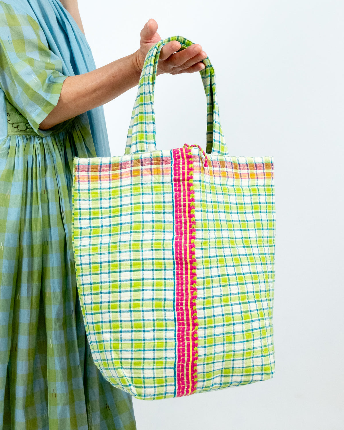 Green Gingham Tote by Injiri