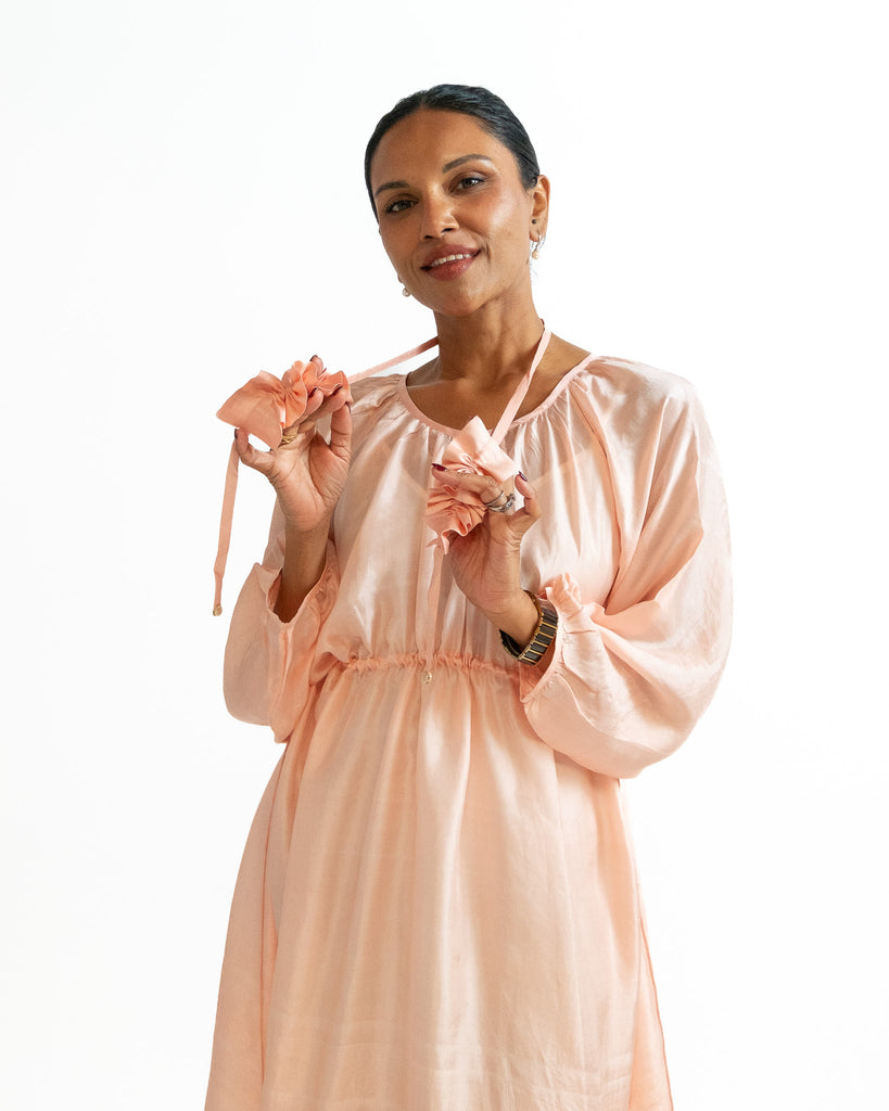 Coral Silk Dress by Bunon - Tatter