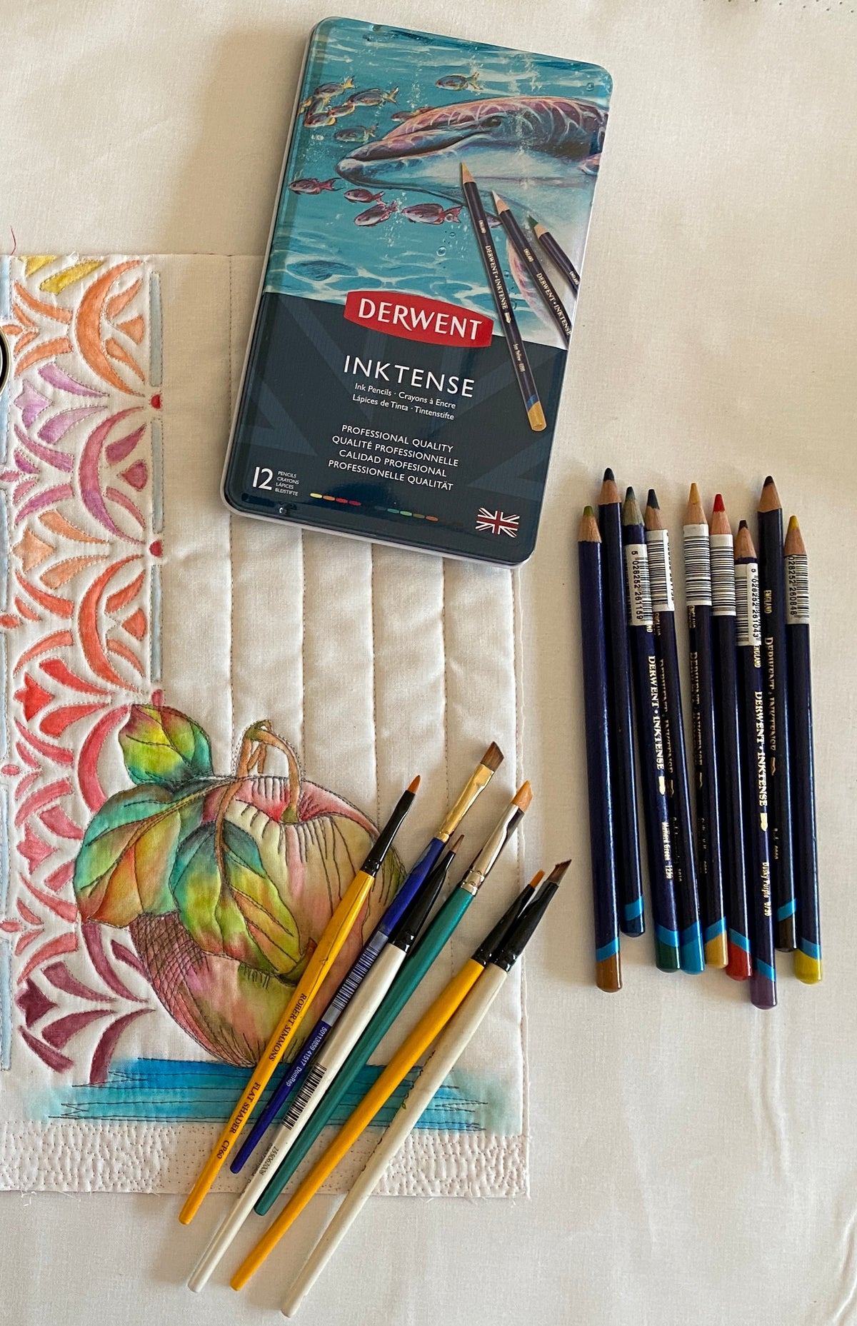 Colour, Layer and Stitch with Inktense Pencils
