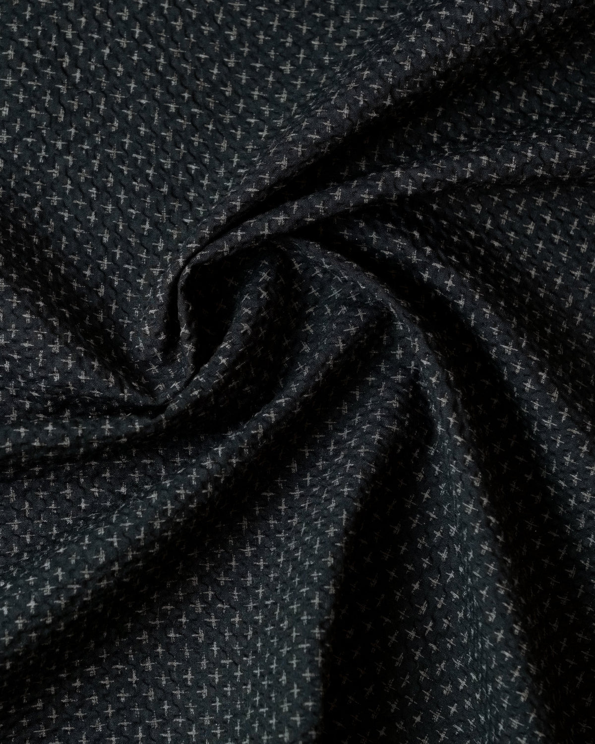 Tottorri Cross Navy Cotton Seersucker by Merchant and Mills
