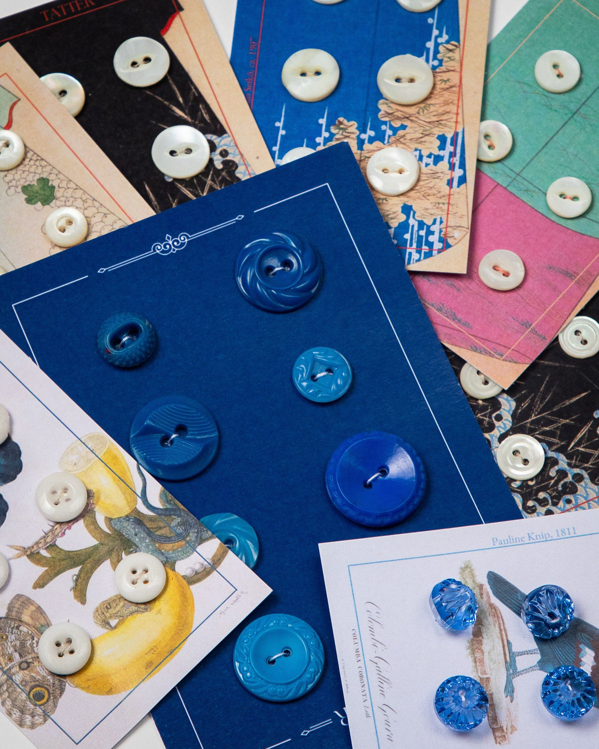 8 Antique Large Milk Glass Buttons