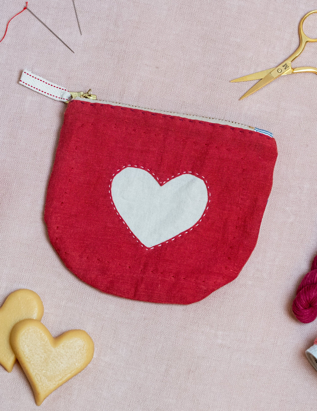 Hand-Stitched Zipper Pouch: Valentine&#39;s Day Edition