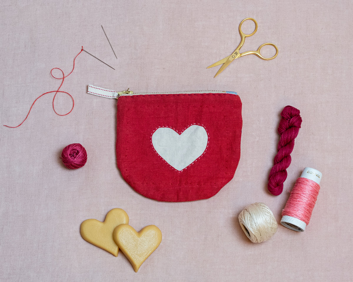 Hand-Stitched Zipper Pouch: Valentine&#39;s Day Edition