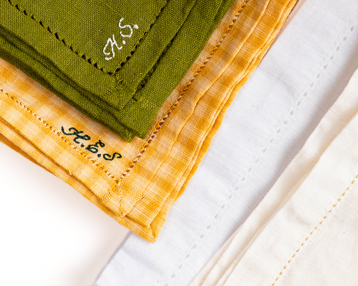 Heirloom Mitered-Corner Napkins with Drawn Thread Hem Stitch