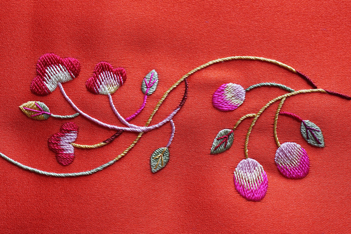 Korean Embroidery: Woven Mat Stitch and Bridge Stitch