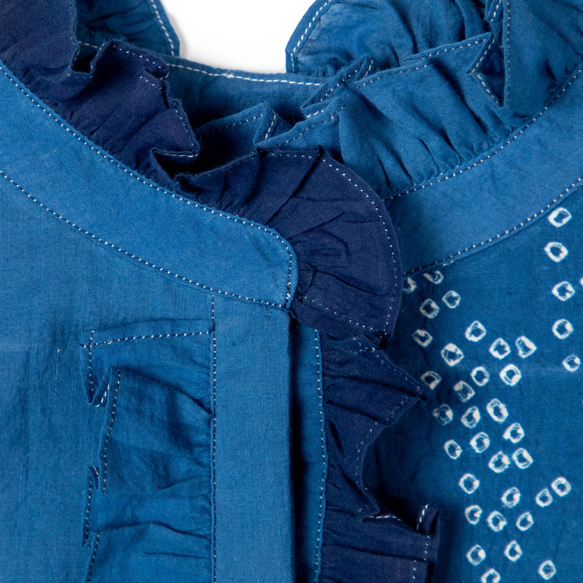Blue Silk Shibori Blouse by Injiri
