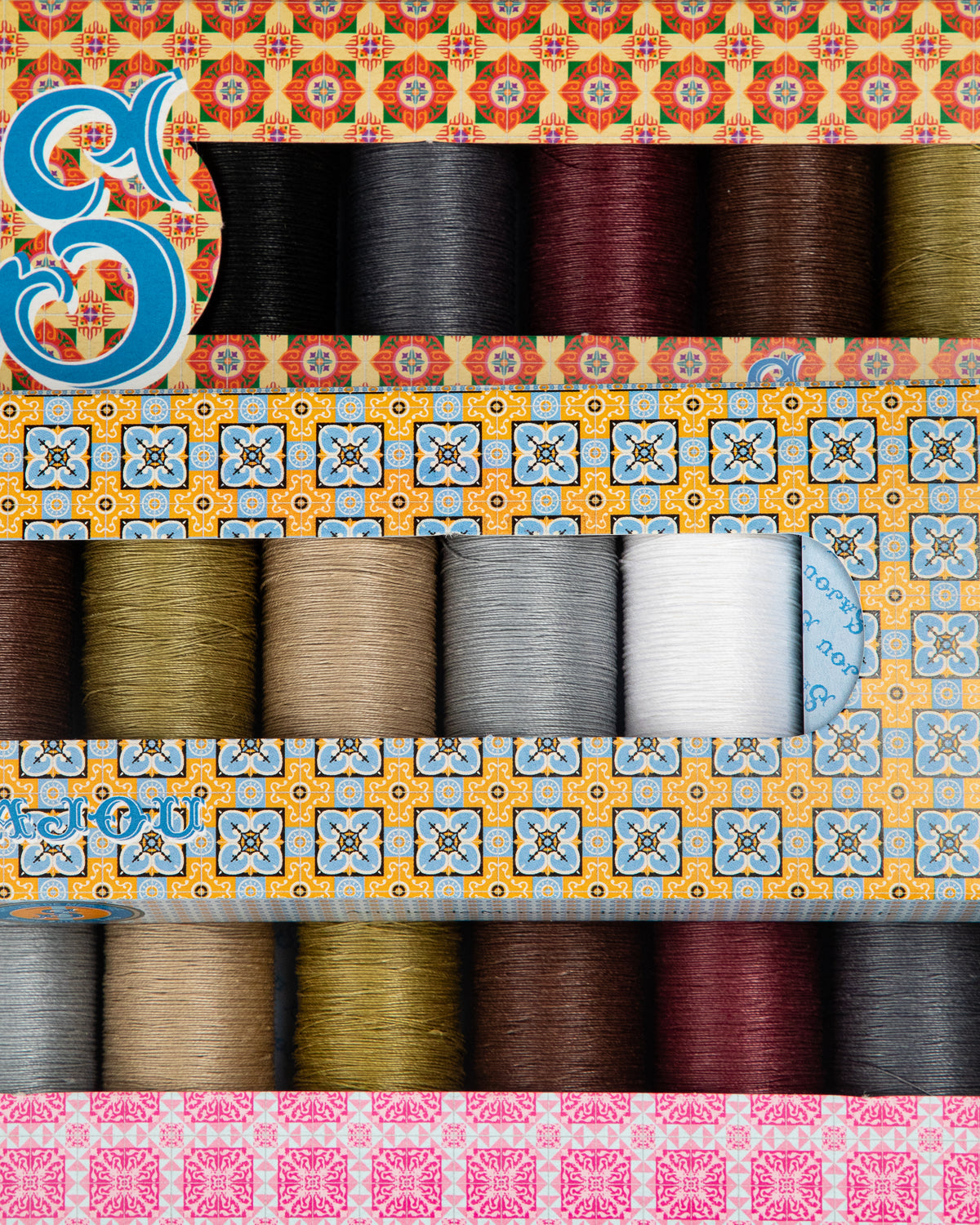 Waxed linen thread 8-spool box by Sajou