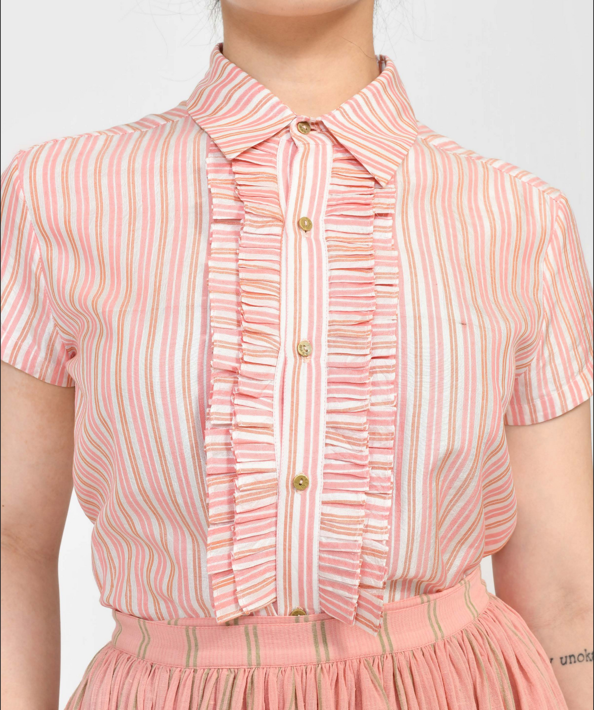 Handwoven Pink Silk Harper Top by Maku