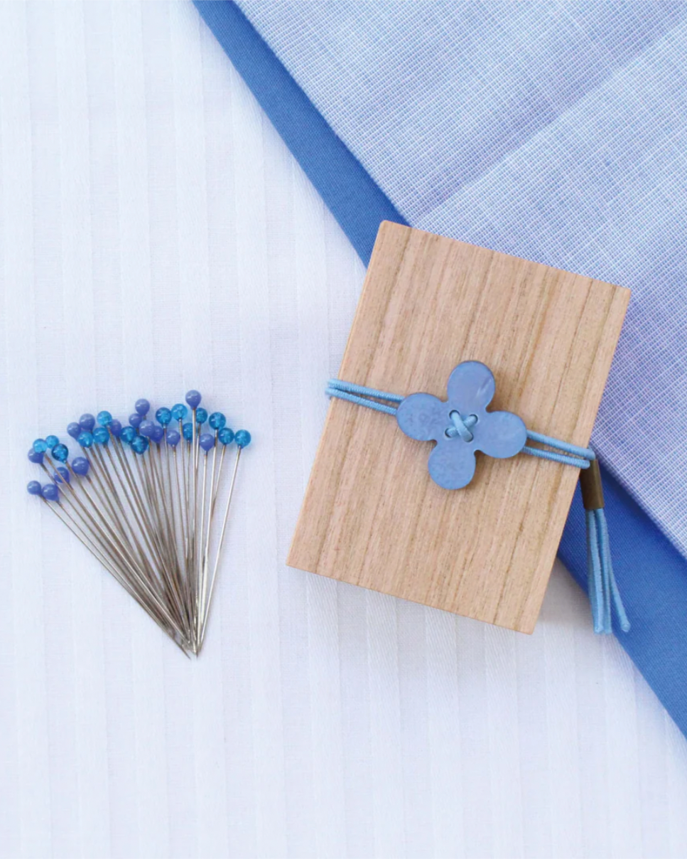 Cohana glass head pins in cherry wood box