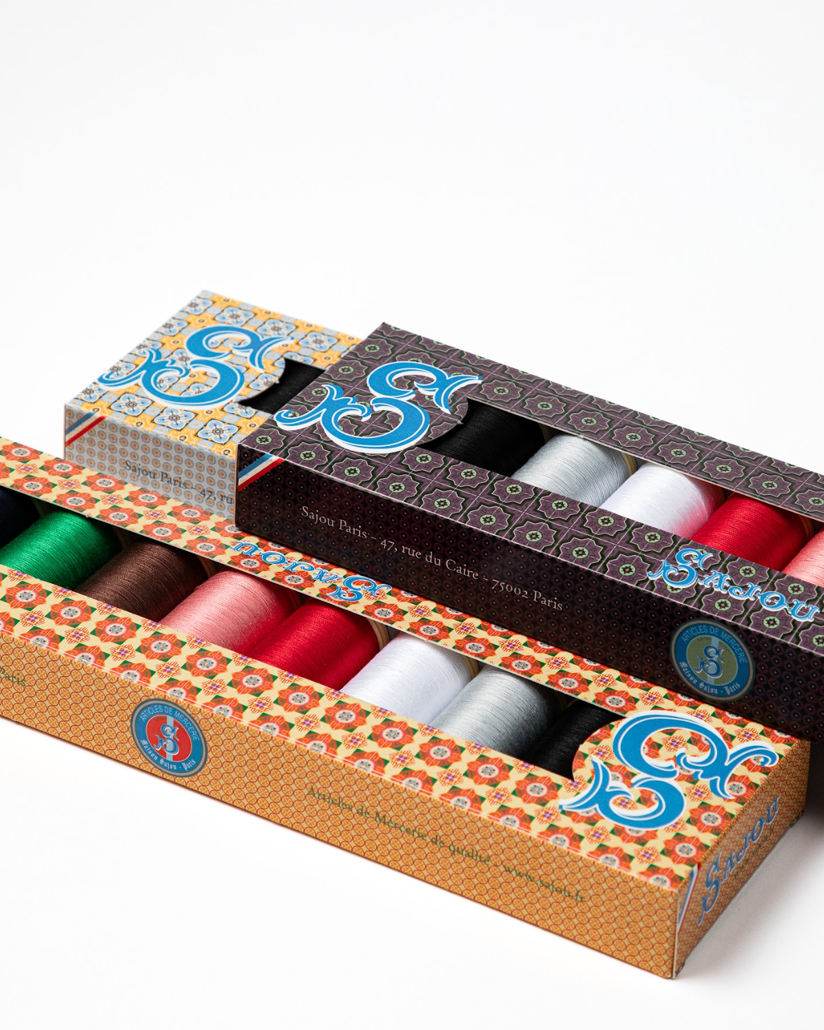 Cotton Thread 8-Spool Box in Classic Tones by Sajou