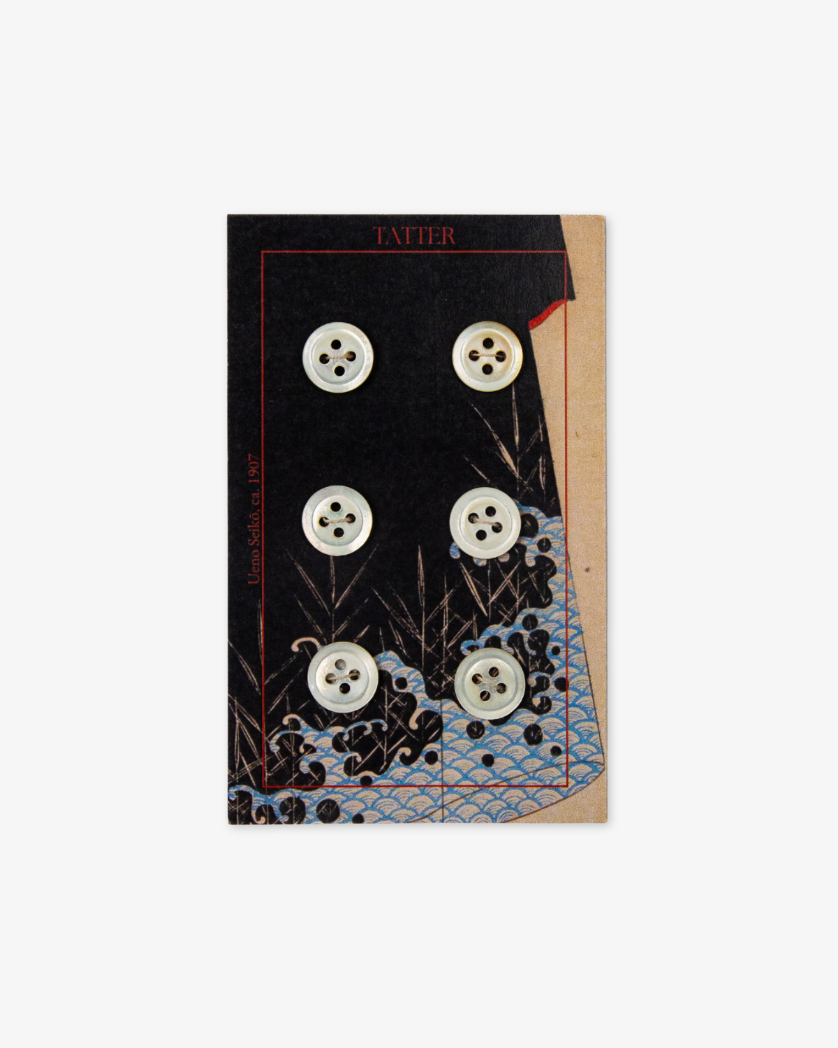 6 Antique Small Shell Buttons (four-hole)