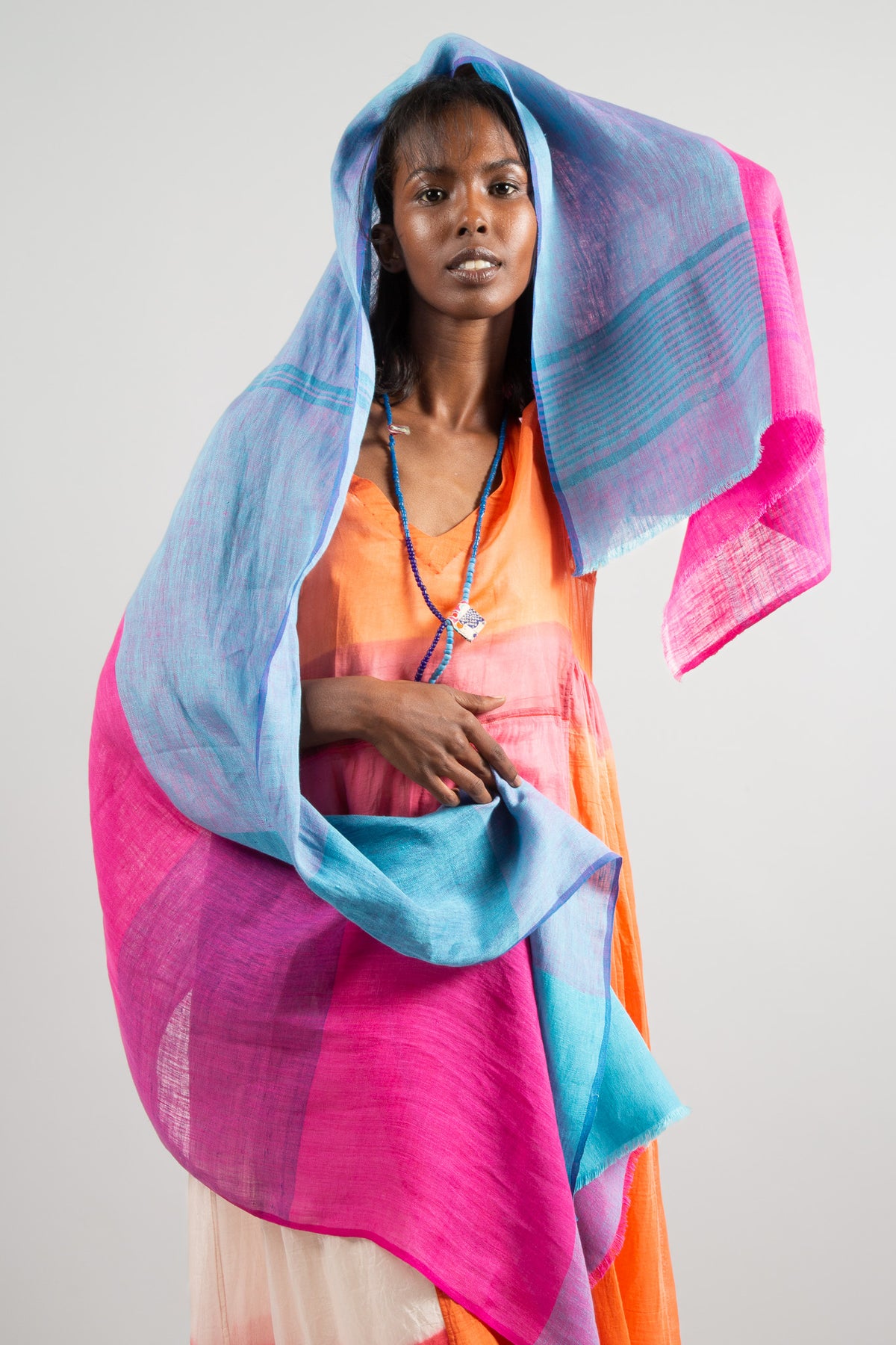 Pink | Blue Colorblock Scarf by Sadhu