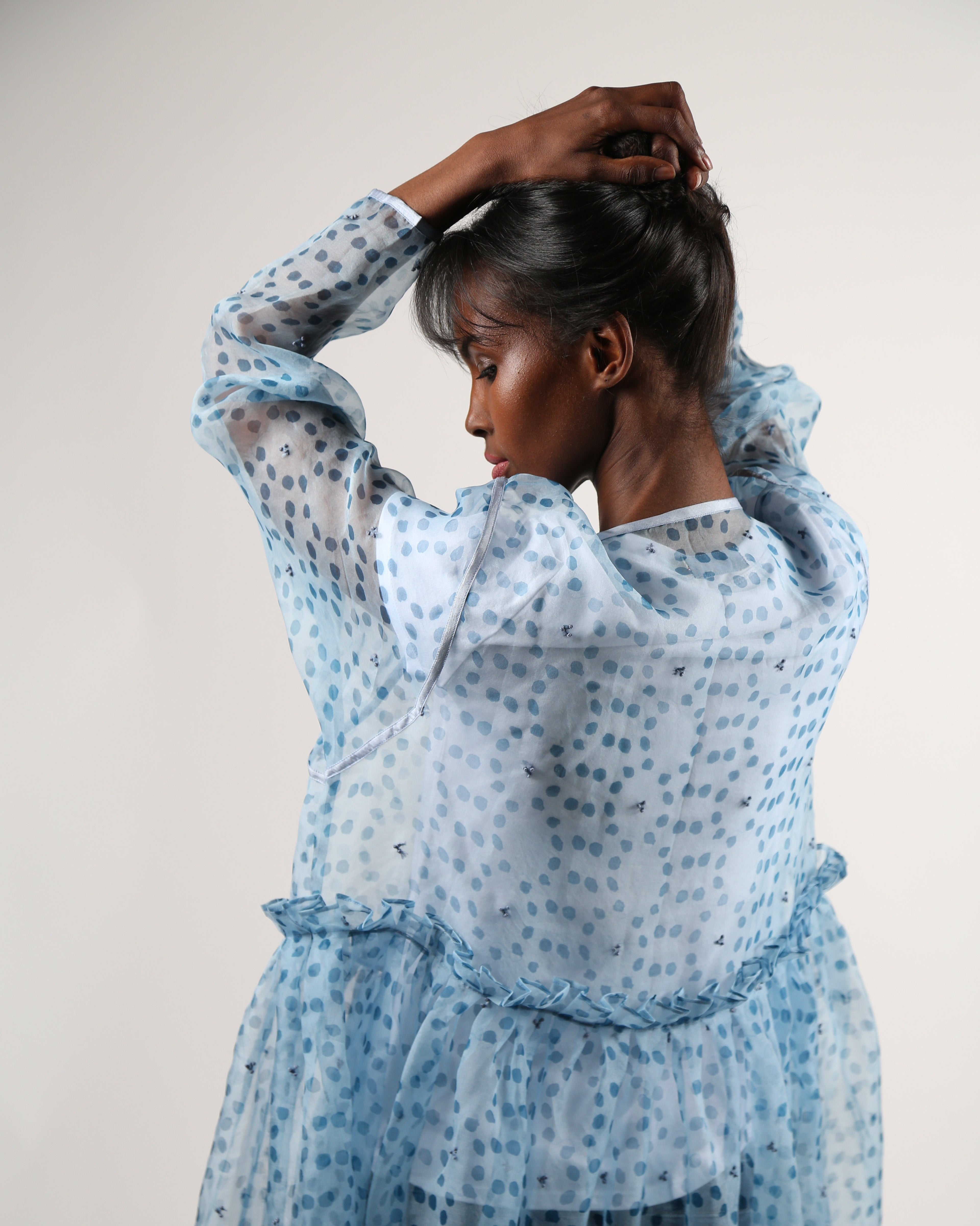 Lumignon Riobon border nermaid dress ブルー Riobon border nermaid