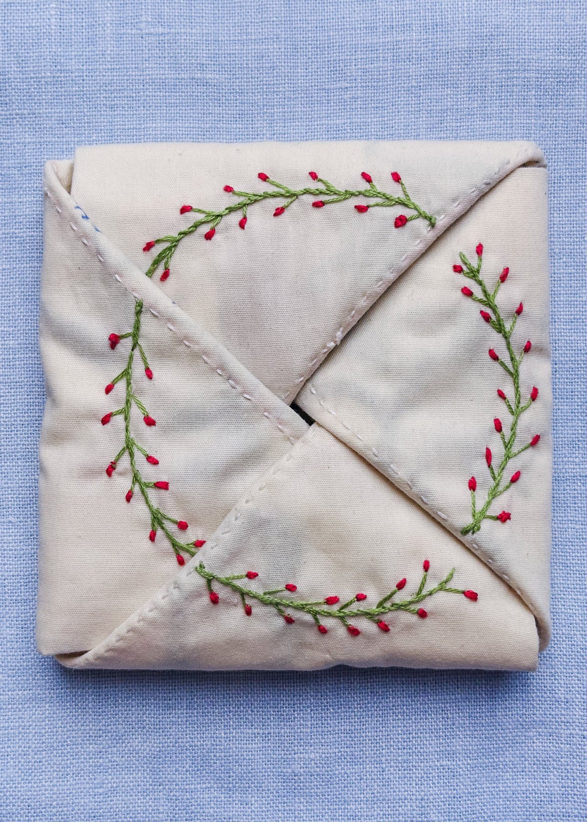 Hand Embroidered Victorian Puzzle Purse