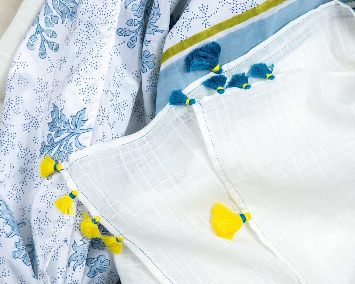Blue Floral Scarf by Injiri
