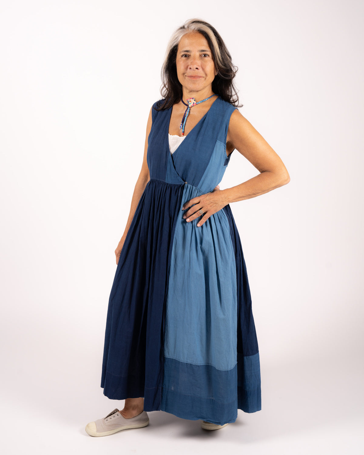 Blue Patchwork Dress by Injiri
