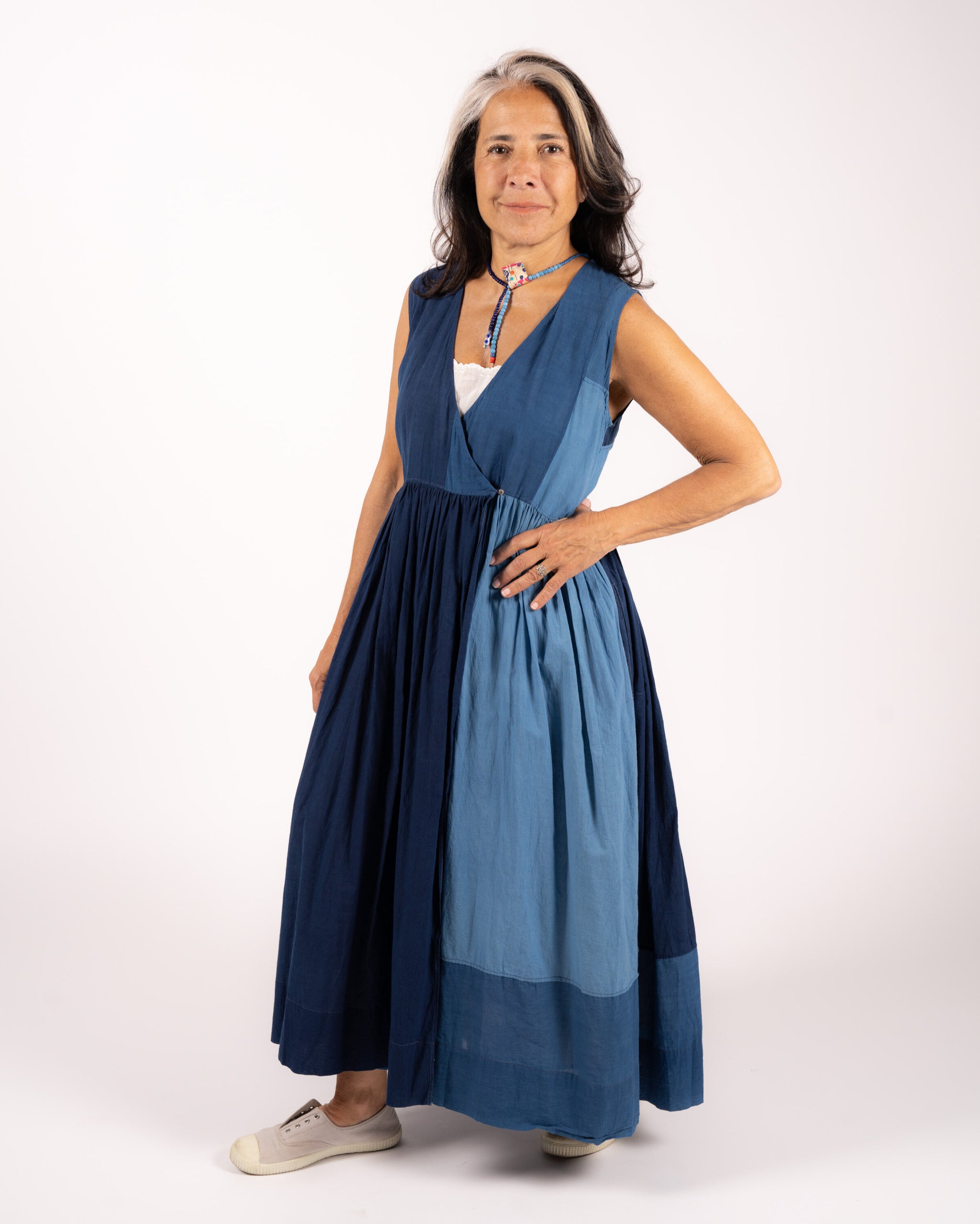 Blue Patchwork Dress by Injiri - Tatter Blue Patchwork Dress by Injiri - Tatter