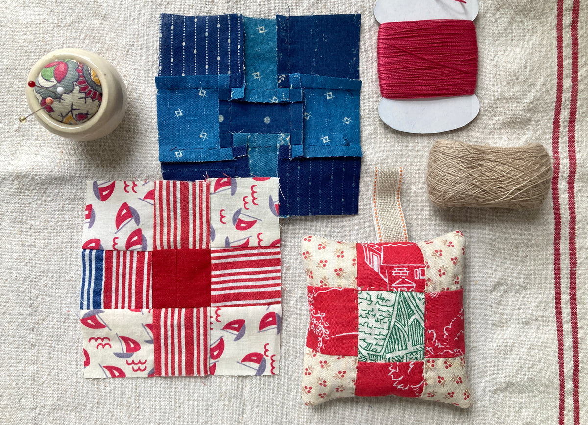 Nine Patch Quilt Holiday Ornament