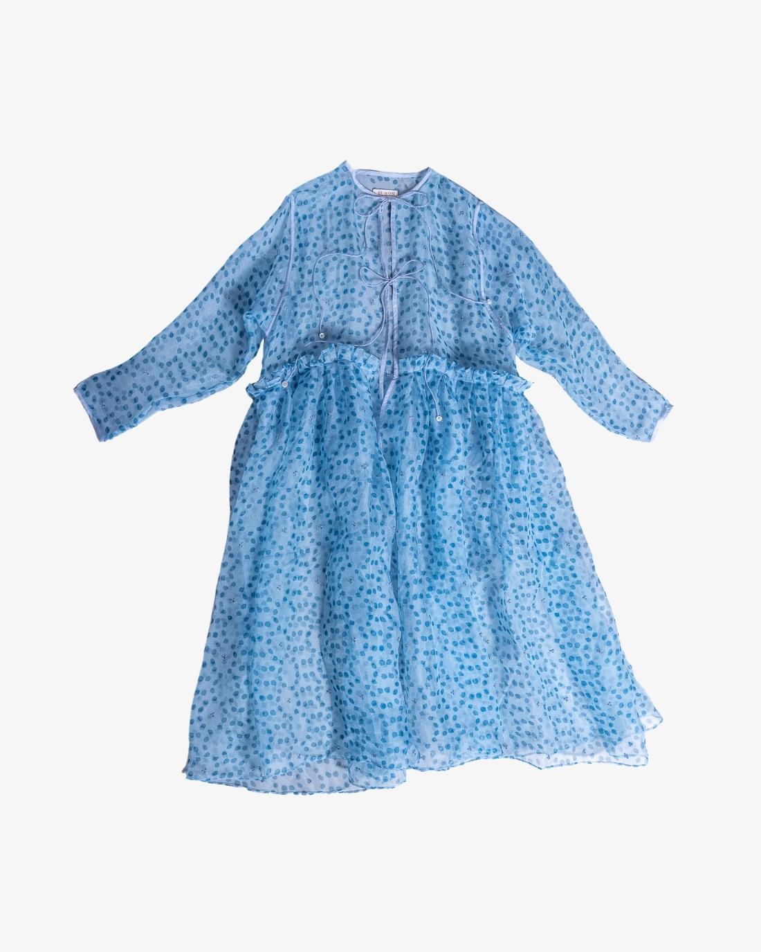Ice Blue Silk Overlay Dress by Bunon
